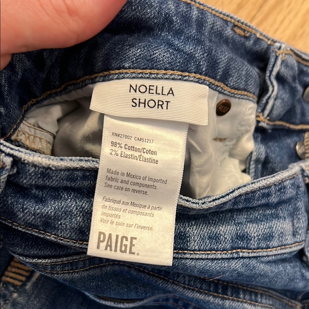 PAIGE High-Rise Noella Frayed Hem Denim Shorts - Blue - Picture 4 of 4